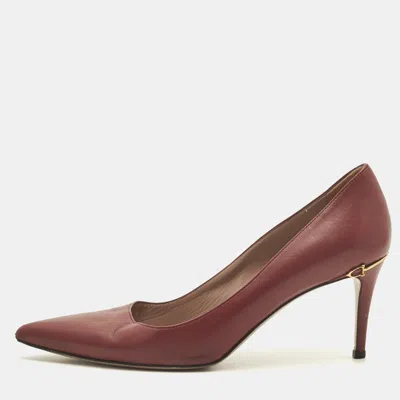 Pre-owned Gucci Size 38.5 Burgundy Leather Pointed Toe Pumps