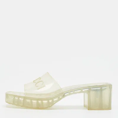 Pre-owned Gucci Size 38.5 Transparent Pvc Slide Sandals