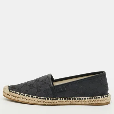 Pre-owned Gucci Size 39 Black Microssima Leather Espadrille Flats