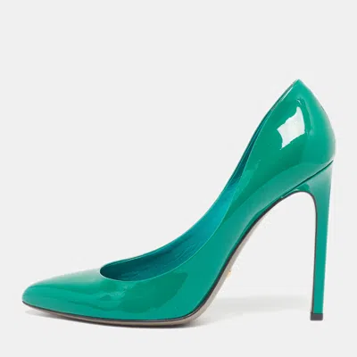 Pre-owned Gucci Size 39 Green Patent Leather Pointed Toe Pumps