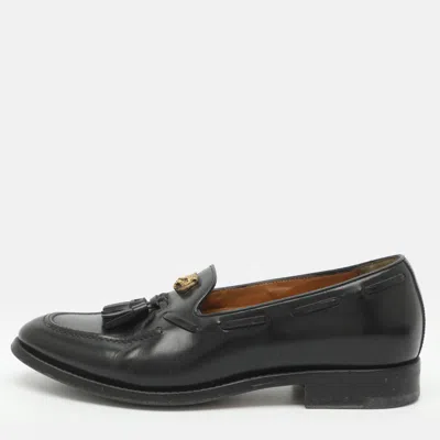 Pre-owned Gucci Size 40 Black Leather Loafers