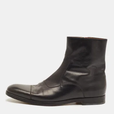 Pre-owned Gucci Size 41 Black Leather Ankle Length Boots