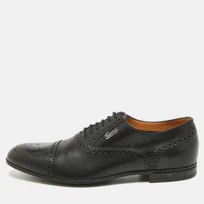 Pre-owned Gucci Size 41 Black Leather Lace Up Brogues