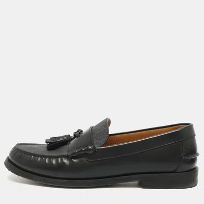 Pre-owned Gucci Size 42.5 Black/grey Supreme Coated Canvas And Leather Tassel Loafers