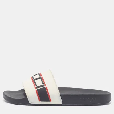 Pre-owned Gucci Size 43 White Rubber Pool Slides
