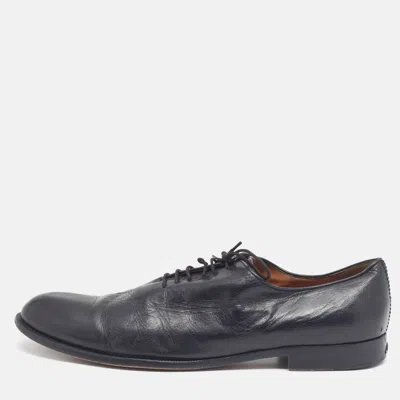 Pre-owned Gucci Size 45 Black Leather Lace Up Oxfords