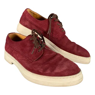 Pre-owned Gucci Size 9 Burgundy Leather Lace Up Lace Up Shoes In Red