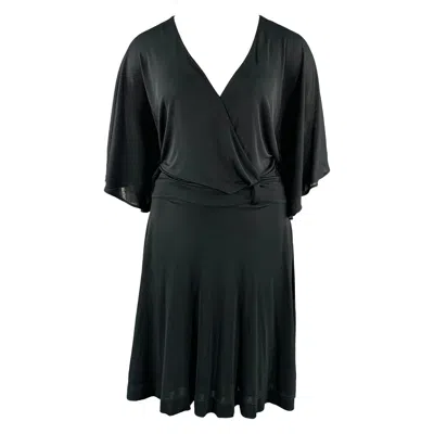 Pre-owned Gucci Size L Black Viscose V-neck Midi Dress