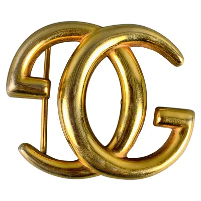 Pre-owned Gucci Size L Metal Gg Monogram Belt Buckle In Brown