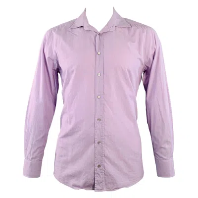 Pre-owned Gucci Size L Purple Cotton Button Up Long Sleeve Shirt