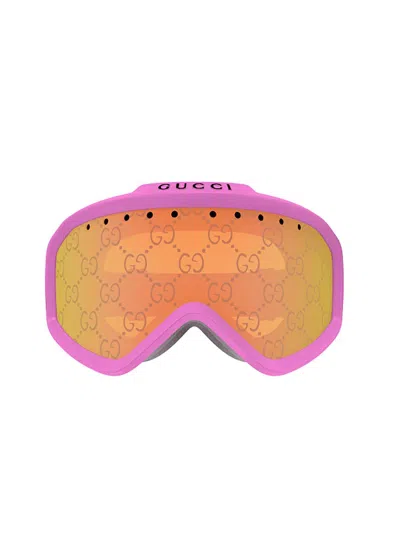 Gucci Ski Oversized Frame Goggles In 004 Pink Multicolor Yello