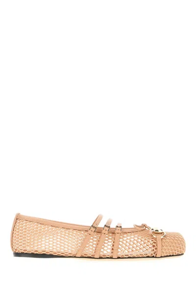 Gucci Skin Pink Mesh Ballerinas In Multi