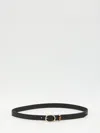 Gucci Skinny Belt With Oval Buckle In Black