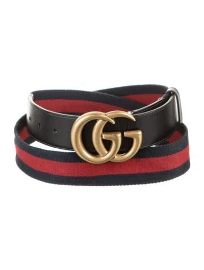Pre-owned Gucci Skinny Canvas Belt In Blue