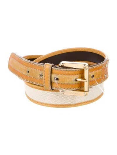 Pre-owned Gucci Skinny Canvas Belt In Brown