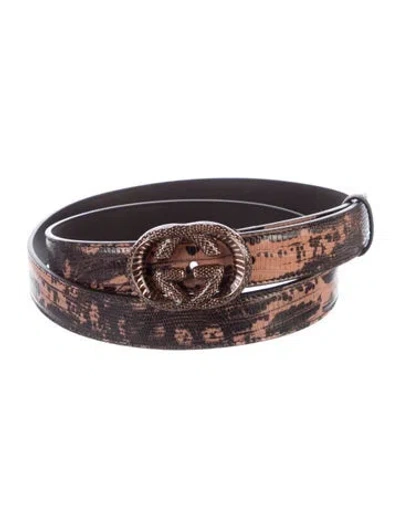 Pre-owned Gucci Skinny Karung Belt In Brown