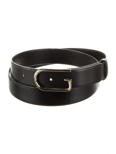 Pre-owned Gucci Skinny Leather Belt In Black