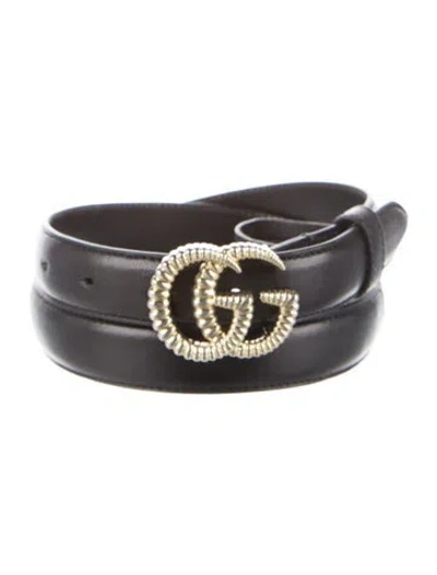 Pre-owned Gucci Skinny Leather Belt In Black