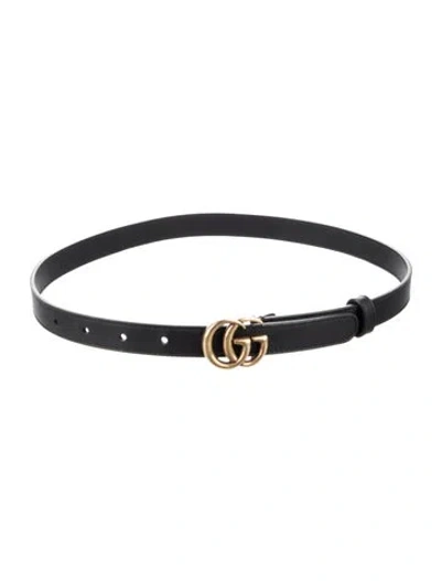 Pre-owned Gucci Skinny Leather Belt In Black