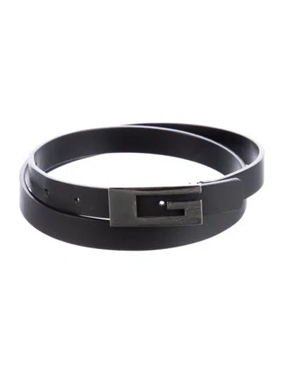 Pre-owned Gucci Skinny Leather Belt In Black