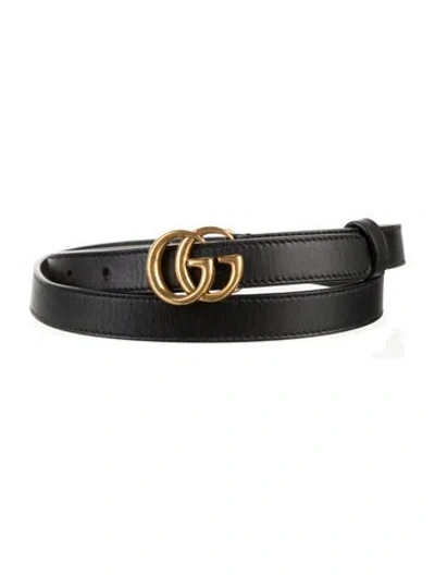 Pre-owned Gucci Skinny Leather Belt In Black