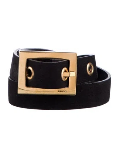 Pre-owned Gucci Skinny Leather Belt In Black