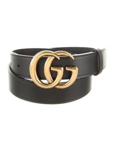 Pre-owned Gucci Skinny Leather Belt In Black