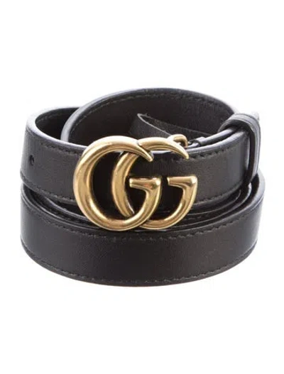 Pre-owned Gucci Skinny Leather Belt In Black