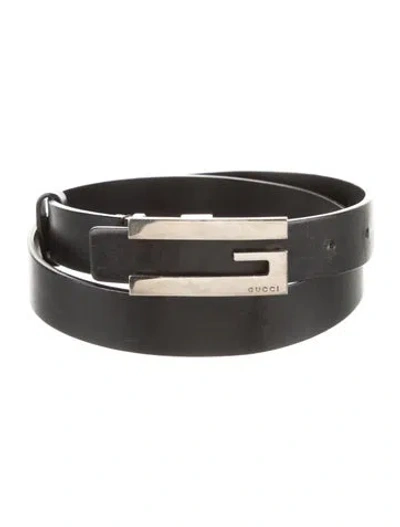 Pre-owned Gucci Skinny Leather Belt In Black
