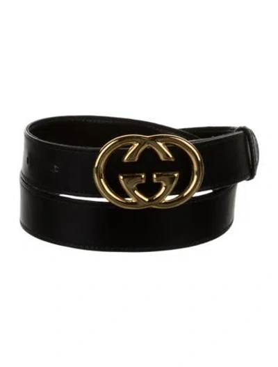 Pre-owned Gucci Skinny Leather Belt In Black