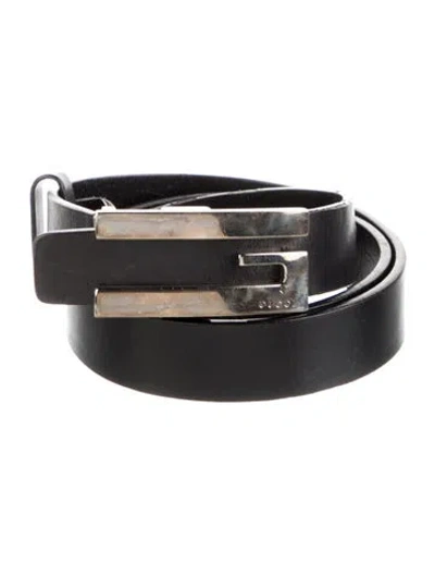 Pre-owned Gucci Skinny Leather Belt In Black
