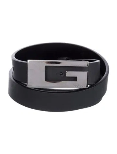 Pre-owned Gucci Skinny Leather Belt In Black