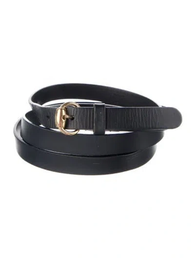 Pre-owned Gucci Skinny Leather Belt In Black