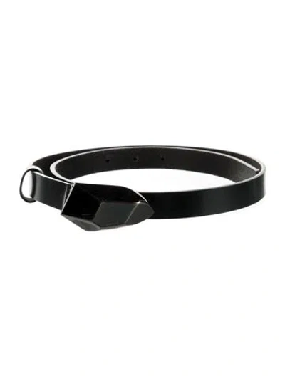 Pre-owned Gucci Skinny Leather Belt In Black