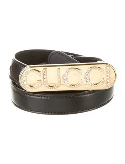 Pre-owned Gucci Skinny Leather Belt In Black