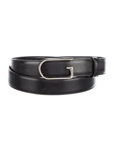 Pre-owned Gucci Skinny Leather Belt In Black