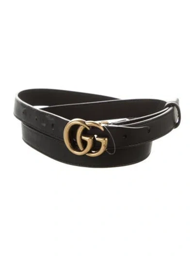 Pre-owned Gucci Skinny Leather Belt In Black