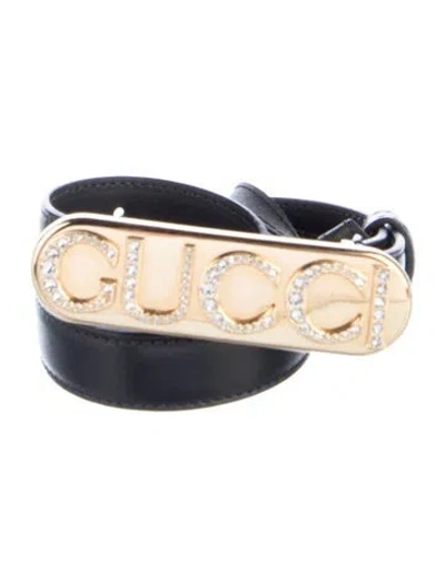 Pre-owned Gucci Skinny Leather Belt In Black