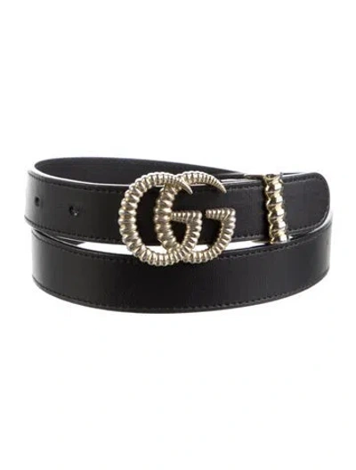 Pre-owned Gucci Skinny Leather Belt In Black