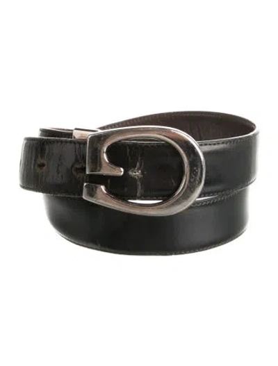 Pre-owned Gucci Skinny Leather Belt In Black