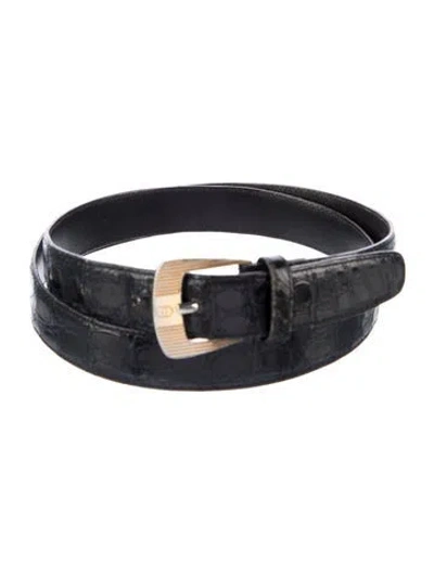 Pre-owned Gucci Skinny Leather Belt In Black