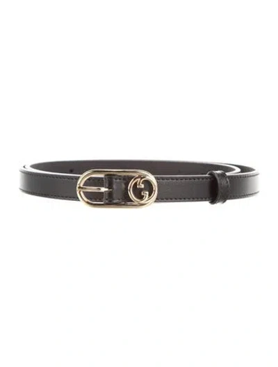 Pre-owned Gucci Skinny Leather Belt In Black