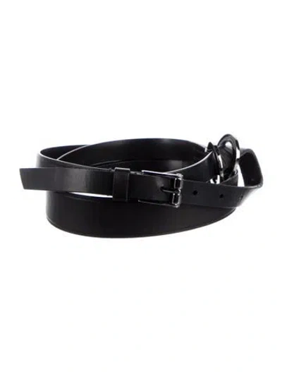 Pre-owned Gucci Skinny Leather Belt In Black