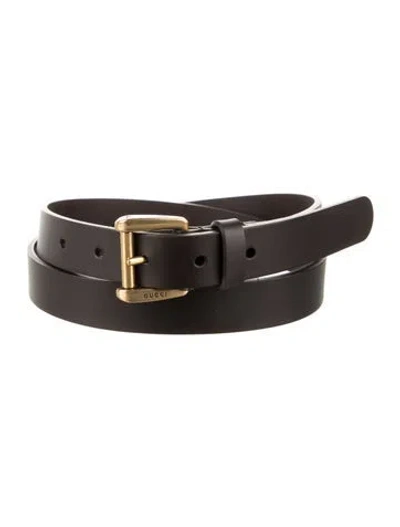 Pre-owned Gucci Skinny Leather Belt In Black
