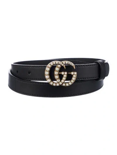 Pre-owned Gucci Skinny Leather Belt In Black