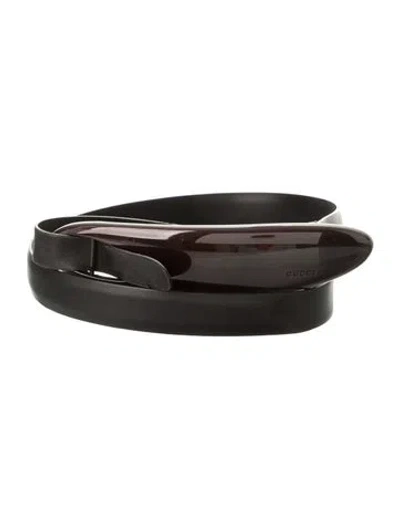 Pre-owned Gucci Skinny Leather Belt In Black