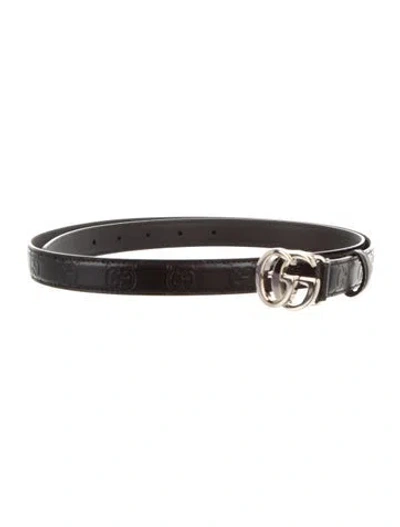Pre-owned Gucci Skinny Leather Belt In Black