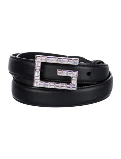 Pre-owned Gucci Skinny Leather Belt In Black