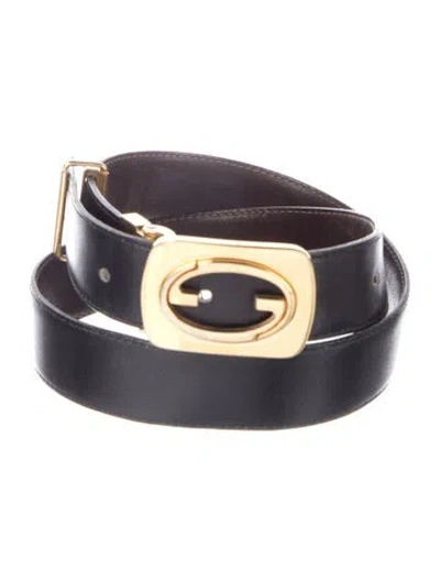 Pre-owned Gucci Skinny Leather Belt In Black