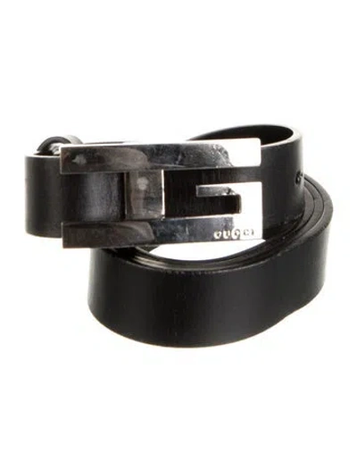 Pre-owned Gucci Skinny Leather Belt In Black